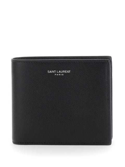 SAINT LAURENT Saint Laurent Men Black Bi-Fold Wallet With Logo Lettering On The Front In Leather Man