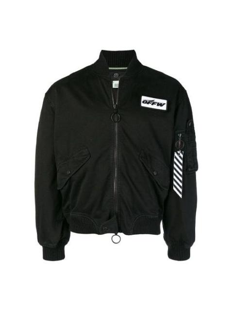 Off-White Off-White ribbed aviator Logo Jacket Loose Fit Black OMEA130E181350011000