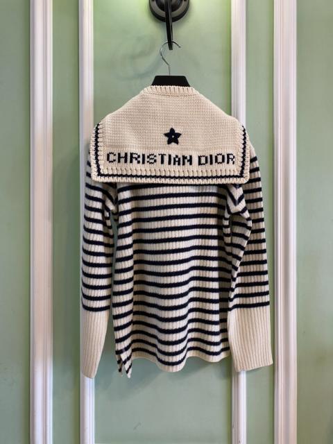 Dior Dior Navy Blue Striped Wool Cashmere Sweater