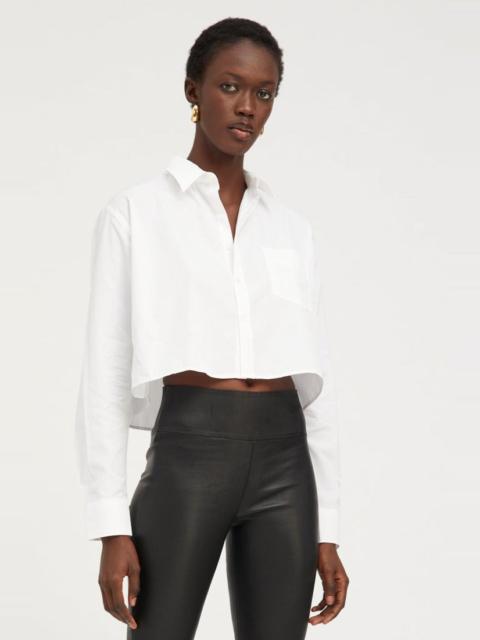 SPRWMN WHITE CROPPED BUTTON DOWN