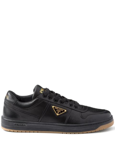 Prada Prada Enamel-triangle Leather Sneakers