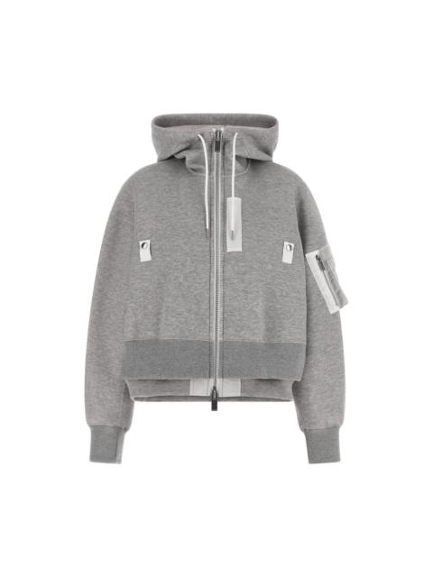 sacai SACAI Sponge Zip Gray Cotton Hoodie New & Authentic (Women's
