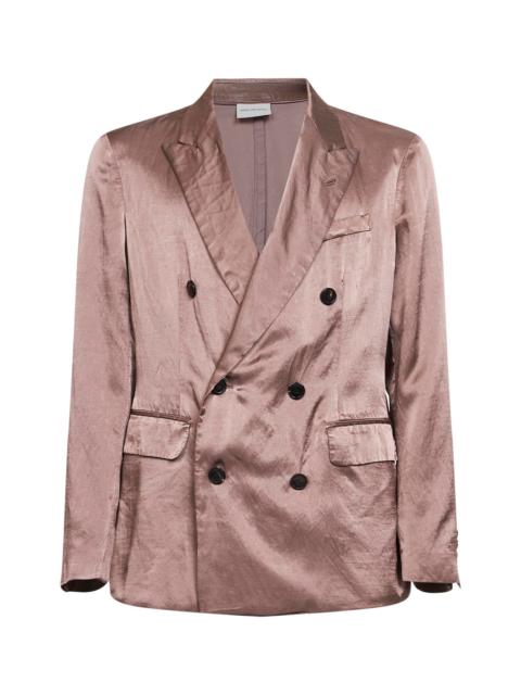 Dries Van Noten Dries Van Noten Men Old Rose Viscose And Cotton Double-Breasted Blazer