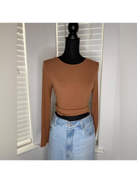 Other Designers Astr Brown Ribbed Crop Top