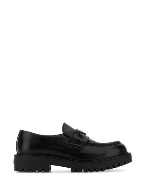 Prada Men Black Leather Loafers