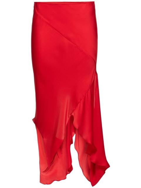 Acne Studios Draped silk asymmetric midi skirt