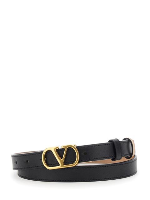 Valentino Valentino Garavani Women Black Reversible Belt With Vlogo Buckle In Leather Woman