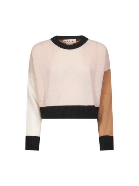 Marni Ppnk color block cashmere cropped sweater