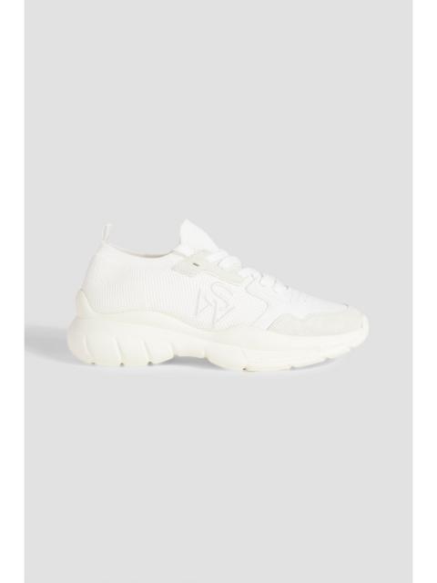 Stuart Weitzman Leather, suede and stretch-knit sneakers