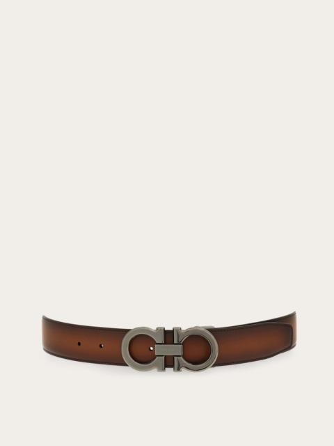 FERRAGAMO Reversible and adjustable belt with rectangular buckle