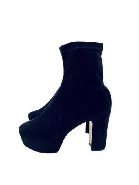 Schutz Susien Platform Boots Side Zip Black Suede Leather SZ 9 New $280