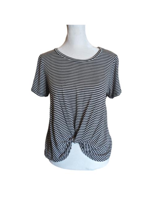 Other Designers Atticute Black White Striped Wrap Front Tshirt Medium