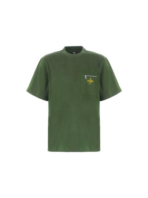 FENDI Fendi Men's Crewneck Cotton T-Shirt in Green