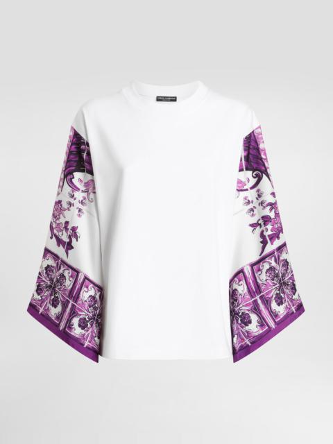 Dolce & Gabbana T-shirt with silk foulard sleeves