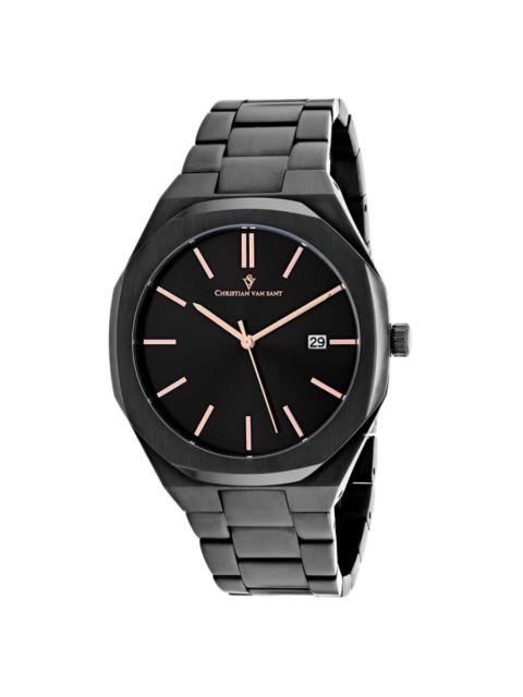 Other Designers Christian Van Sant Octavius Slim Quartz Black Dial Men's Watch CV0525