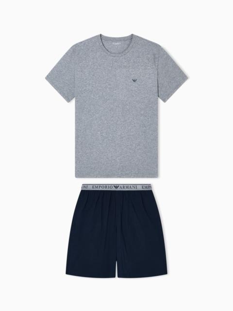 EMPORIO ARMANI ASV ENDURANCE ORGANIC JERSEY PYJAMAS WITH BERMUDA SHORTS