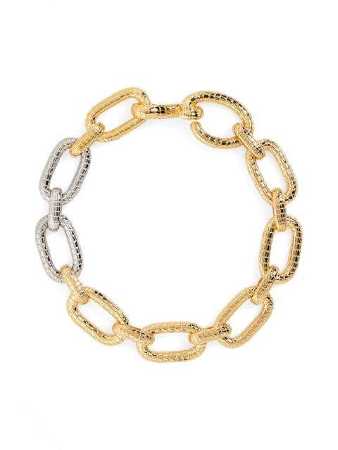 Oscar de la Renta Oscar de la Renta Mosaic Two-Tone Chain Link Necklace in Gold at Nordstrom