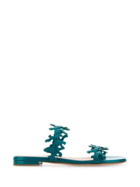 Gianvito Rossi Gianvito Rossi Women Petrol Blue Nappa Leather Ocean Slippers