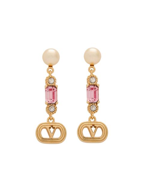Valentino Valentino Garavani Ovalette Vlogo Swarovski Embellished Drop Earrings