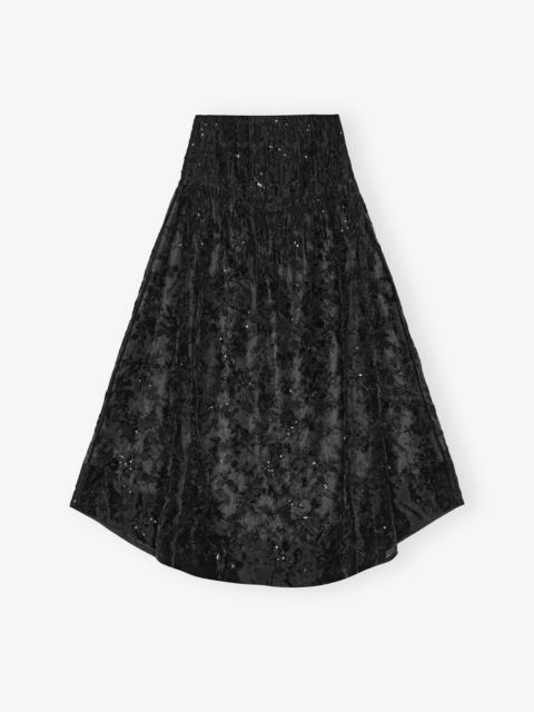 GANNI BLACK EMBELLISHED ORGANZA SKIRT