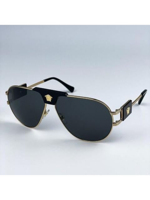 VERSACE NEW Versace VE2252 100287 BRAND NEW Gold Dark Grey Metal Pilot Unisex Sunglasses