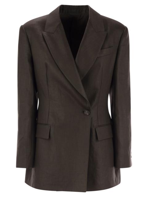 Brunello Cucinelli Brunello Cucinelli Women Shiny Linen Twill Jacket With Necklace