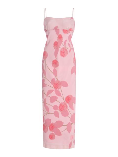 BERNADETTE Ripley Camelia-Print Silk Maxi Slip Dress floral