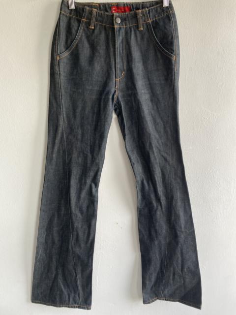 Vintage Edwin Japan Denim Jeans Flared Straight Fit Y2K Mid-Rise Contrast Stitch