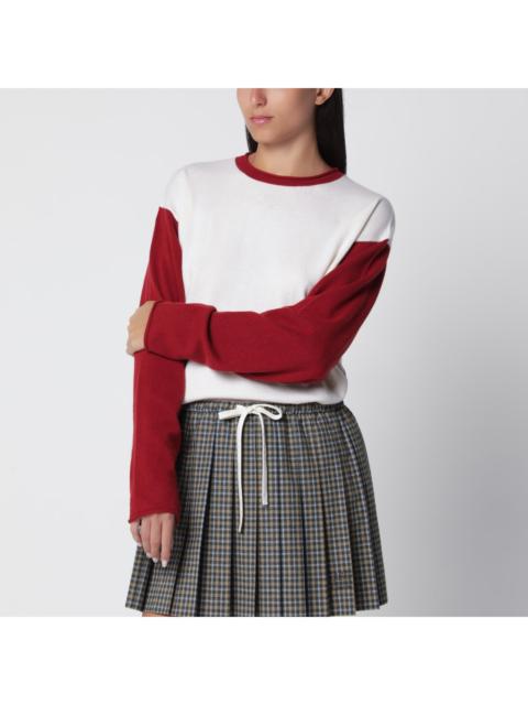 GUEST IN RESIDENCE Guest In Residence Baseball Oversized Crew Sweater In Cream/Carmine Red Cashmere Women