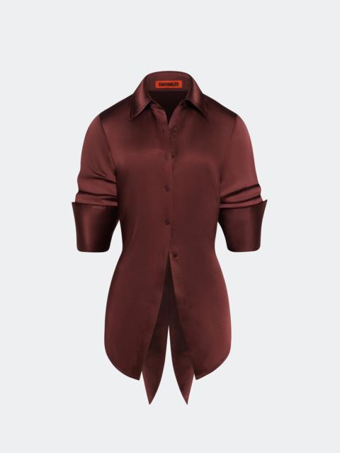 SIMONMILLER Loch Satin Button Up Choco