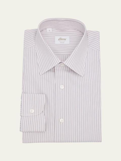 Brioni Men's Giza 87 Cotton Multi-Stripe Dress Shirt