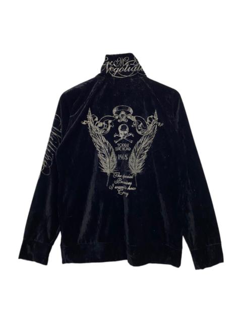 Other Designers Vintage - SKULLS🔥ALPHA MAGIC SKILLS EMBROIDERY VELVET ZIP JACKET