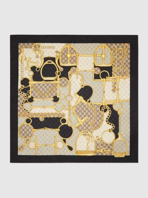 GUCCI GG Horsebit silk scarf