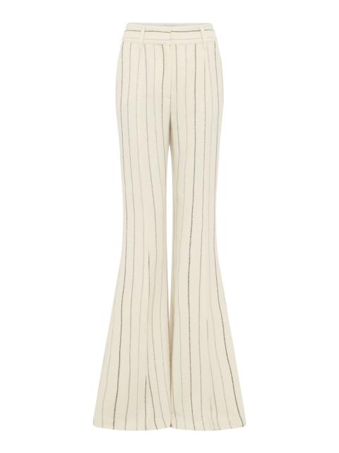 GABRIELA HEARST Rhein Flare Pant in Ivory Multi Pinstripe Wool Cashmere
