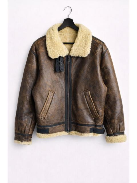 Other Designers Vintage - STRATH CONAR B-3 Shearling Leather Flight Jacket Distressed