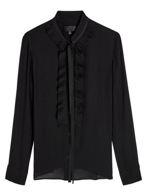 NILI LOTAN Nili Lotan Bertille Ruffle-trimmed Silk-chiffon Blouse