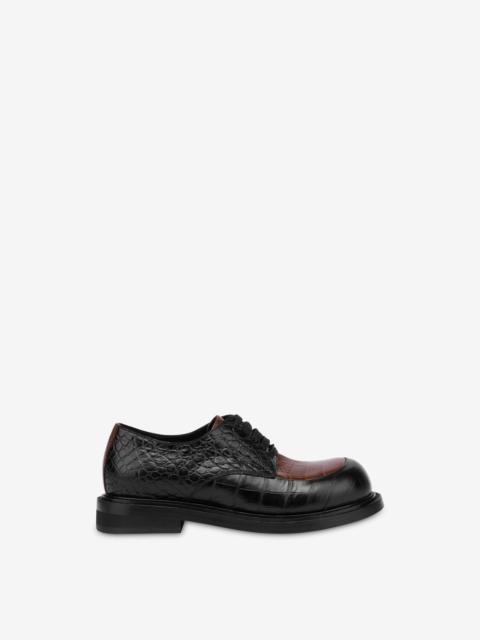 Moschino TWO-TONE BRUSHED CALFSKIN DERBY
