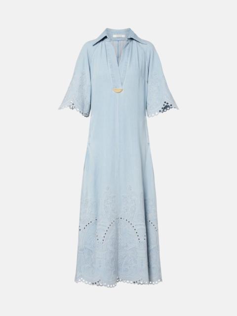 Zimmermann Daylight embroidered denim midi dress