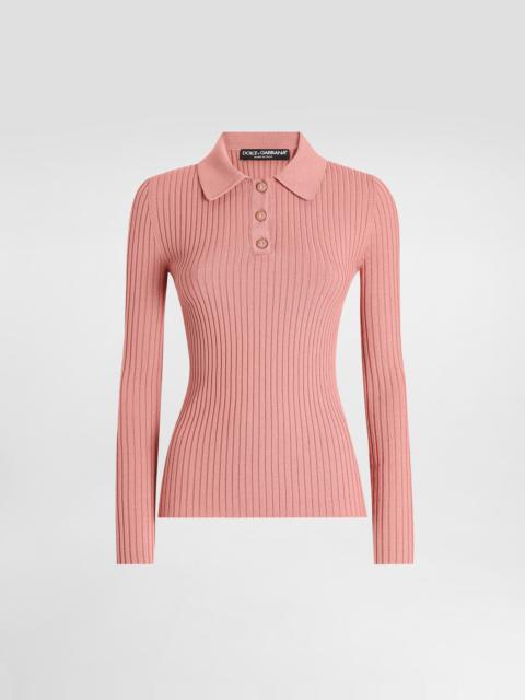 Dolce & Gabbana Ribbed wool polo-style sweater