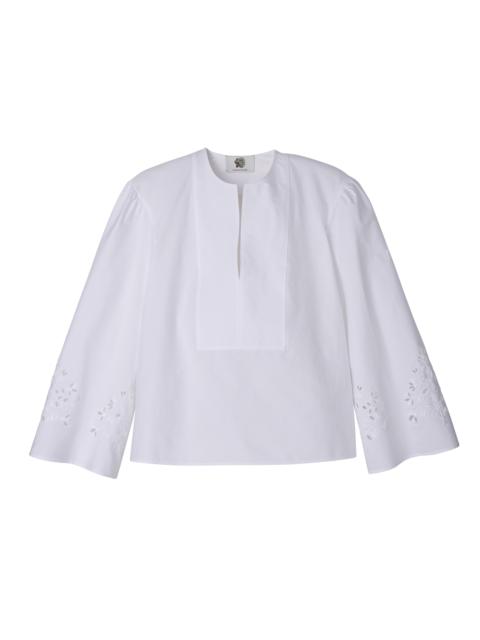 Longchamp Blouse White - Poplin embroidered