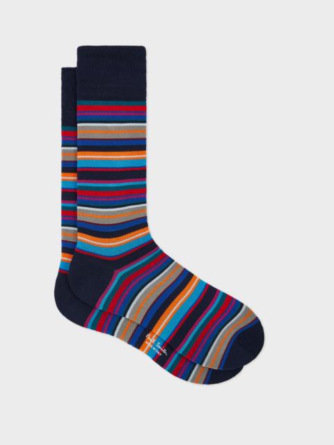 Paul Smith Navy Multicolour Stripe Socks