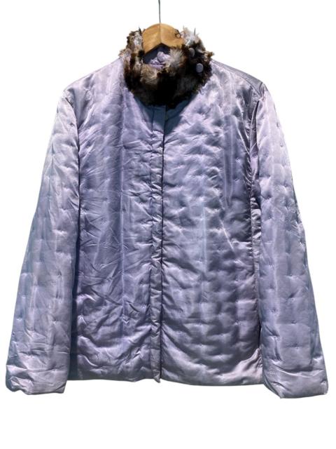 VERSACE Vtg Gianni Versace Quilted Jacket With Fur Collar Distressed
