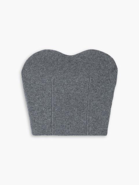 Stella McCartney Strapless cropped ribbed wool-blend bustier top