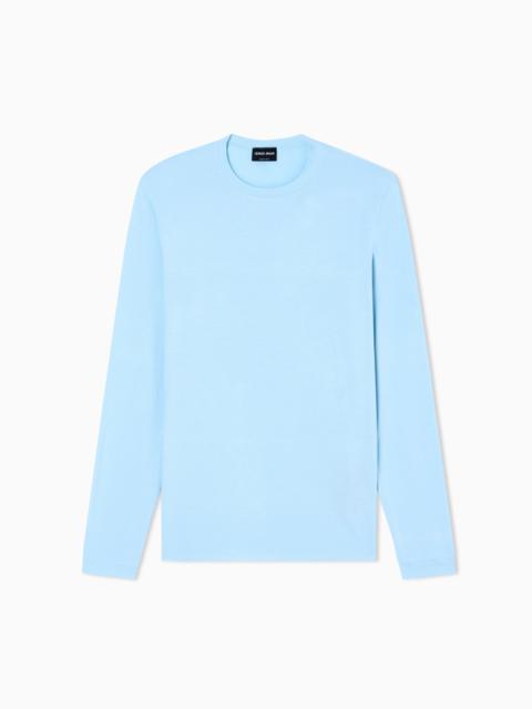 GIORGIO ARMANI ASV STRETCH VISCOSE JERSEY JUMPER WITH CREW NECK AND LONG SLEEVES