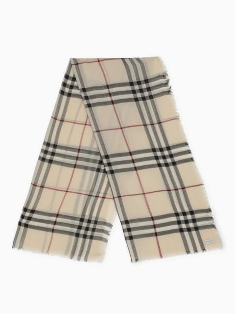 Burberry Check Stone Wool Scarf