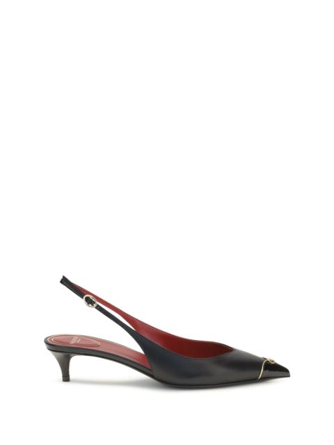 Valentino Valentino Garavani VLogo Kitten-Heel Slingback Pumps Black