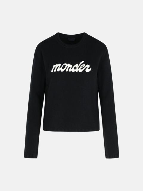 BLACK VIRGIN WOOL AND CASHMERE SWEATER
