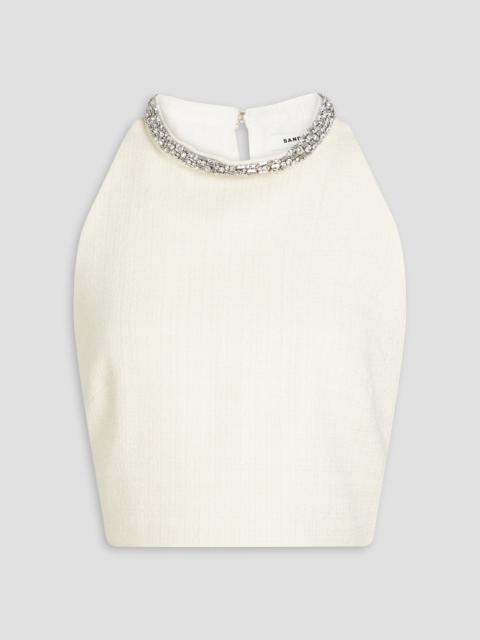 Sandro Cropped crystal-embellished tweed top