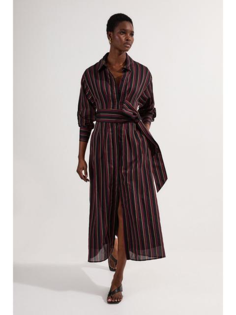 KAREN MILLEN Premium Cotton Tailored Belted Shirt Maxi Dress