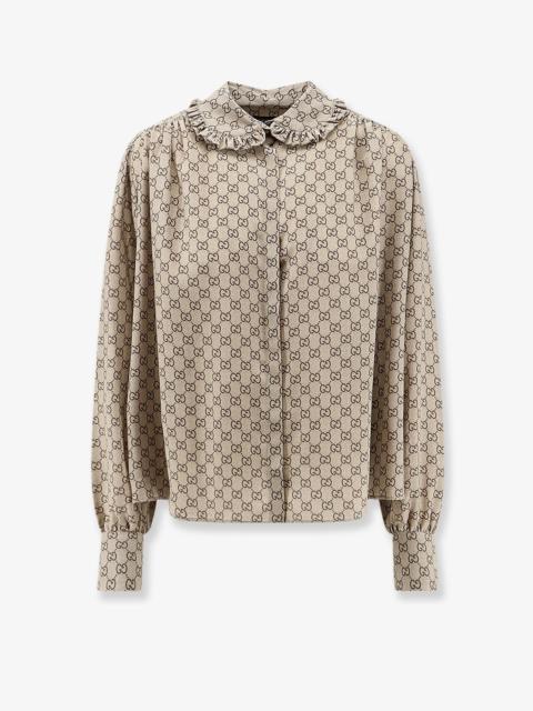 GUCCI Gucci Gucci Primavera Silk Shirt With Gg Print
